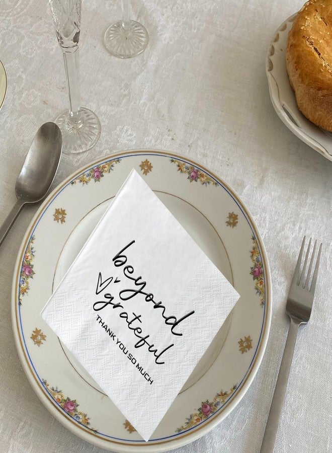 SWEETTALA Beyond Grateful Guest Cocktail Napkins 50 Pcs White and Black Dinner Thank You Napkin for Wedding Engagement Bridal Shower Holiday Anniversary Birthday Baby Shower Decorations 3 Ply - Image 3